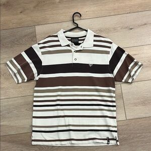 South Pole Brown and White Striped Polo Shirt